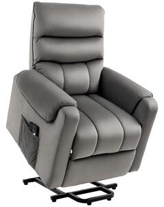 Poltrona Alzapersona Elettrica 1 Motore 79x97x103 cm in Poliestere Effetto Velluto Grigio Scuro