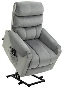 Poltrona Alzapersona Elettrica 1 Motore 79x97x103 cm in Poliestere Effetto Velluto Grigio