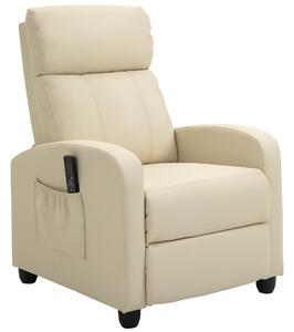 Poltrona Relax Massaggiante 68x88x98 cm con Telecomando in Similpelle Crema