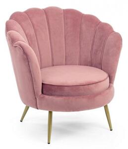 Poltrona Giliola in Tessuto effetto Velluto Rosa