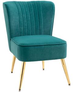 Poltrona Moderna Imbottita 56x65,5x82,5 cm in Tessuto Vellutato Verde