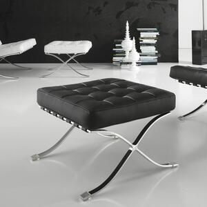 Pouf Barcelona in Acciaio Cromato Rivestimento in Similpelle Nero