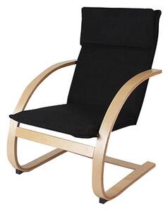 Poltrona Relax con Struttura in Legno Rivestimento Sfoderabile in Tessuto Nero