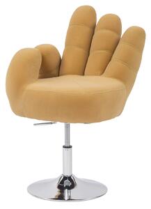 Poltrona Imbottita a Forma di Mano con Alzata a Gas in Microfibra Cinigliata Beige