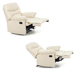 Poltrona Relax Reclinabile Manuale Rivestimento in Cuoio Color Crema Diana
