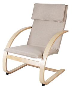 Poltrona Relax con Struttura in Legno Rivestimento Sfoderabile in Tessuto Beige
