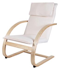 Poltrona Relax con Struttura in Legno Rivestimento Sfoderabile in Tessuto Panna