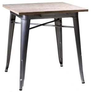 Tavolo Quadrato in Metallo Top Legno Bristol Silver