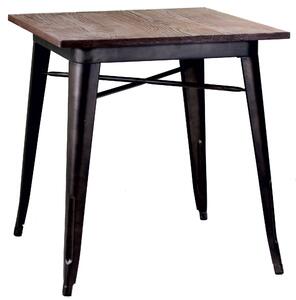 Tavolo Quadrato in Metallo Top in Legno Bristol Marrone