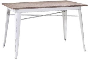 Tavolo Rettangolare in Metallo Top Legno Bristol Bianco Antico