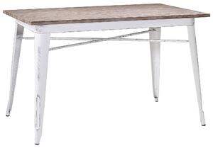 Tavolo Rettangolare in Metallo Top in Legno Bristol Bianco Antico