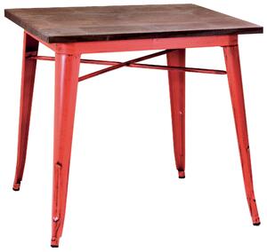 Tavolo Quadrato in Metallo Top in Legno Bristol Rosso
