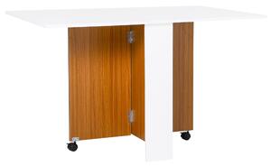 Tavolo Pieghevole Salvaspazio con Ruote Bianco e Legno 120x80x73 cm