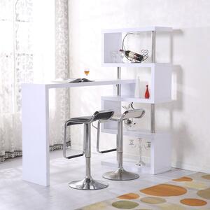 Tavolo Bancone Bar con Scaffale a 4 Ripiani Bianco 150x80x164.5 cm