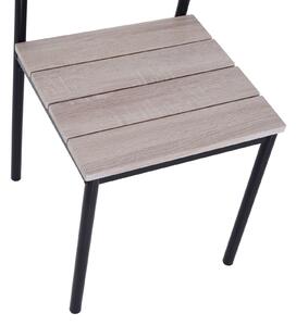 Set da Pranzo Tavolo e 4 Sedie in Legno e Metallo Nero