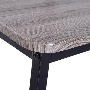 Set da Pranzo Tavolo e 4 Sedie in Acciaio e Legno Grigio