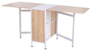 Tavolo Pieghevole Salvaspazio con 4 Scompartimenti Rovere e Bianco 169x62x75 cm