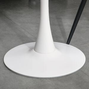 Tavolo Rotondo Ø70 cm in Metallo e Legno MDF Bianco Effetto Marmo