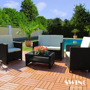 Set da salotto in rattan per 4 persone - Set di mobili da giardino - Set divano in polyrattan Miami - nero
