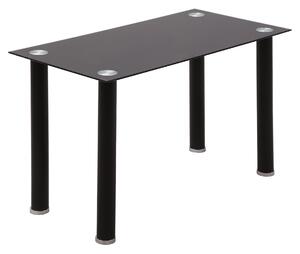 Tavolo Rettangolare 120x60x75 cm in Metallo e Vetro Temperato Nero