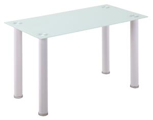 Tavolo Rettangolare 120x60x75 cm in Metallo e Vetro Temperato Bianco