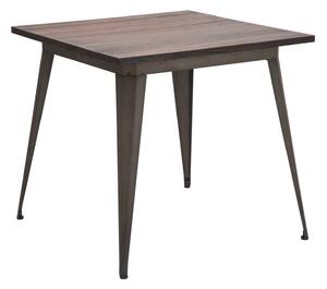 Tavolo Square Industrial 80x80x75 cm ELM Legno e Ferro Marrone