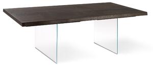 Tavolo Fisso 160x90x76 cm Gambe in Vetro con Top in Rovere Termocotto