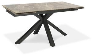 Tavolo Allungabile 160/240x90x76 cm in Metallo con Top Ceramica su Vetro Marmo Grigio