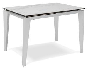Tavolo Allungabile 120/170x80x76 cm in Metallo con Top Ceramica su Vetro Marmo Bianco
