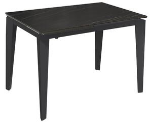 Tavolo Allungabile 120/170x80x76 cm in Metallo con Top Ceramica su Vetro Marmo Nero