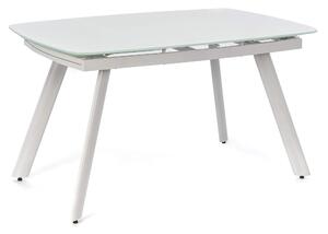 Tavolo Allungabile 140/175/210x90x76 cm in Metallo con Top in Vetro Bianco