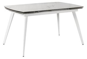 Tavolo Allungabile 140/170/200x90x76 cm in Metallo con Top in Ceramica su Vetro Bianco