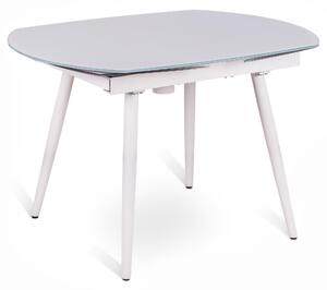Tavolo Allungabile 120/180x90x76 cm in Metallo con Top in Vetro Bianco