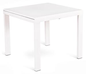 Tavolo Allungabile 90/163,5x90x76 cm in Metallo con Top in Vetro Bianco