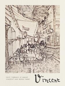 Riproduzione Caf Terrace at Night Sketch - Vincent van Gogh, (30 x 40 cm)