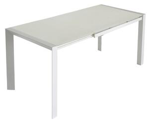 Tavolo Allungabile 75,5x80x123/183 cm in Metallo Piano in Vetro Temperato Seller Bianco