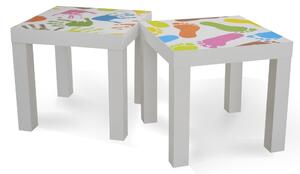 Tavolino Quadrato 39x39x37 cm in Legno Laccato Bianco Ruby Fantasia Mani e Piedi