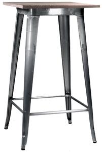 Tavolino da Bar in Metallo Top Legno Bristol Silver