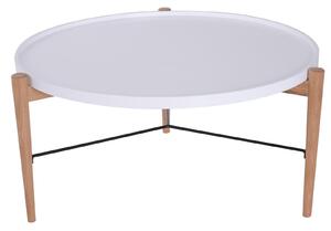 Tavolino da Caffè Moderno Rotondo in Legno e Acciaio Bianco 90x45 cm