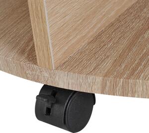 Tavolino da Caffè Rotondo con Ripiani in Legno Rovere Ø60x39.5 cm