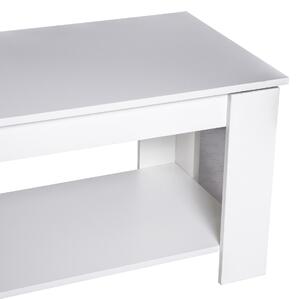 Tavolino da Soggiorno con Ripiano Rialzabile in Legno Bianco 100x50x63 cm