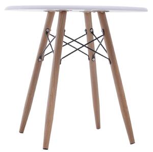 Tavolino da Caffè Rotondo in Legno e Metallo Bianco Ø60x55 cm