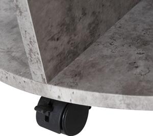 Tavolino da Caffè Rotondo con Ripiani in Legno Grigio Ø60x39.5 cm