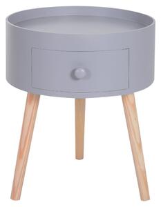 Tavolino da Caffè Rotondo con Cassetto Moderno Grigio Ø38x45 cm