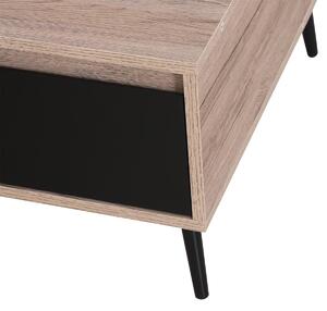 Tavolino da Caffè per Soggiorno con Cassetto Rovere e Nero 120x56x35 cm