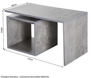 Tavolino da Salotto in Legno MDF Grigio 77x40x44 cm