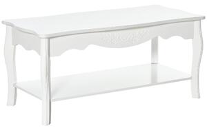 Tavolino da Caffè Basso in Legno Bianco 94x44x42 cm