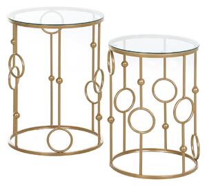 Set 2 Tavolini in Metallo Etoile Oro