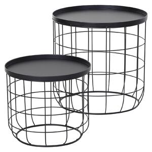 Set 2 Tavolini in Metallo Ø50x50 cm e Ø41,5x35,5 cm Net Nero