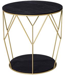 Tavolino da Soggiorno Contenitore in Metallo Ø45x48 cm Nero e Oro
